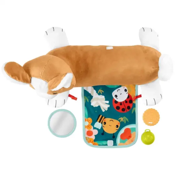 Fischer-Price: Corgie Puppy Rasti z mano blazina za trebušček z ropotuljico, grizalom in ogledalom - slika 4