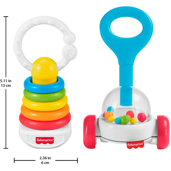 Fisher-Price: 2-delni barvni ropotuljici za dojenčke - Mattel slika 3