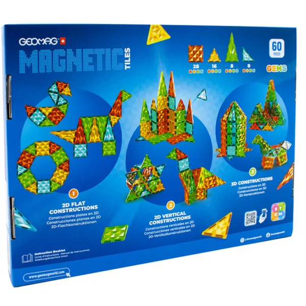 Geomag Magnetic Tiles Gems 60 kosov magnetna gradbena igrača slika 2