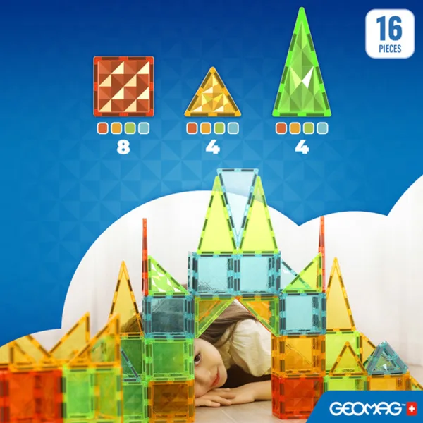 Geomag: Magnetne ploščice Gems magnetni gradbeni kocke 16-delni set slika 2
