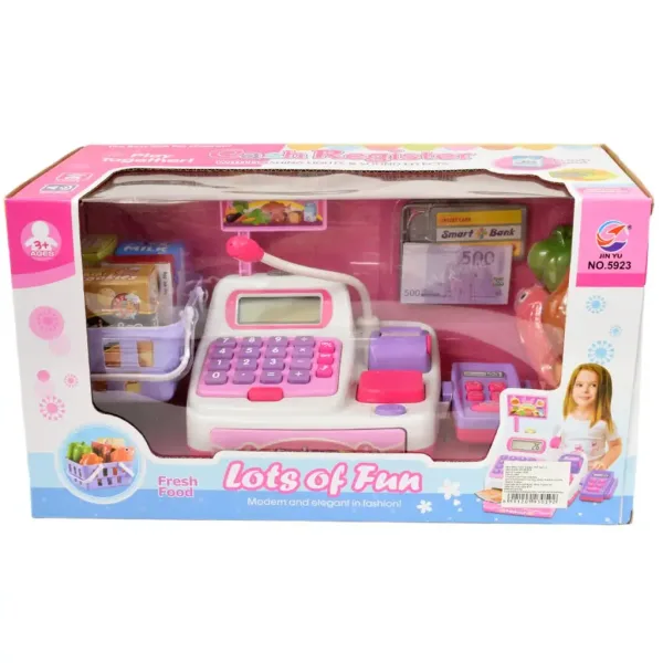 Happy Shopping: Elektronska belo-roza blagajna z zvokom in dodatki 22,5 x 17 cm slika 10