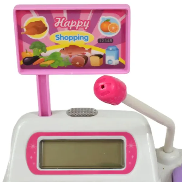 Happy Shopping: Elektronska belo-roza blagajna z zvokom in dodatki 22,5 x 17 cm slika 4