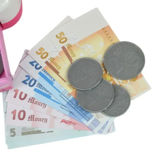 Happy Shopping: Elektronska belo-roza blagajna z zvokom in dodatki 22,5 x 17 cm slika 9