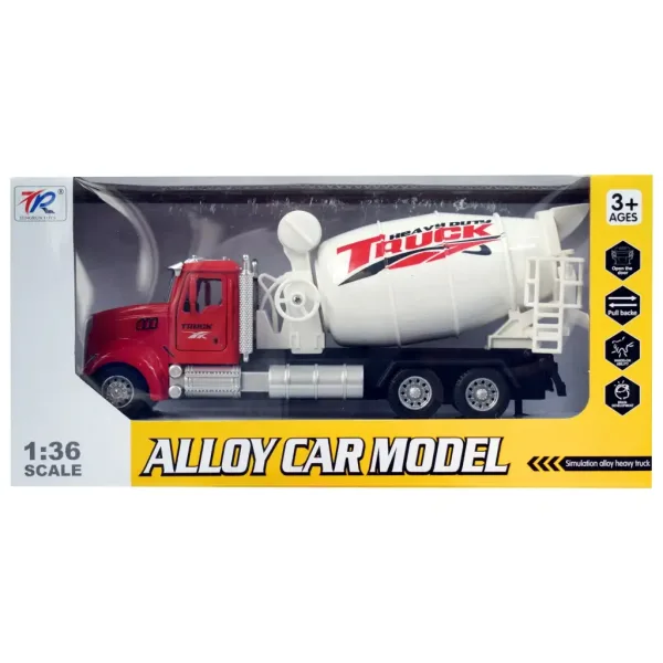 Heavy Duty Truck: Kovinski model kamiona hruške, odpirajoča vrata, vrtljiv boben poteg nazaj 1/36 slika 2