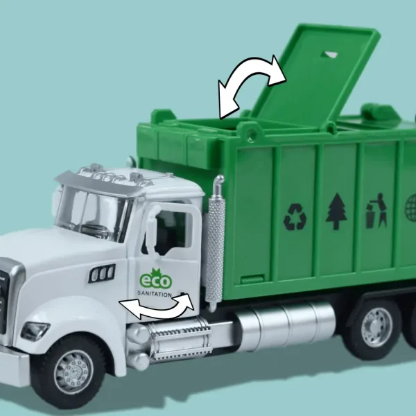 Heavy Duty Truck: Kovinski model tovornjak za selektiv, odpirajoča vrata, smetnjak, poteg nazaj 1/36 slika 7