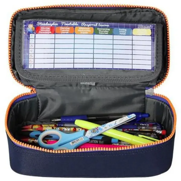 Indigo modra ovalna peresnica Spirit: My Bag z oranžno zadrgo 23 x 10 cm slika 2