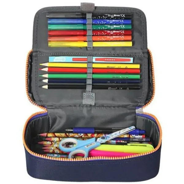Indigo modra ovalna peresnica Spirit: My Bag z oranžno zadrgo 23 x 10 cm slika 3