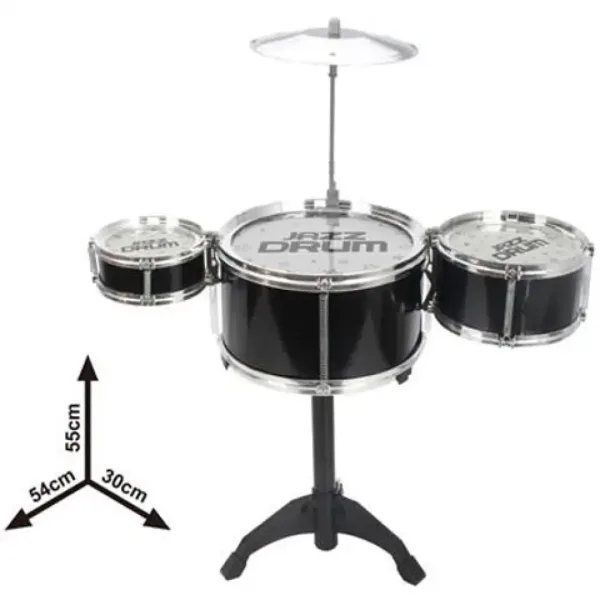 Jazz Drum 4-delni črni bobnarski igralni set s stojalom slika 2