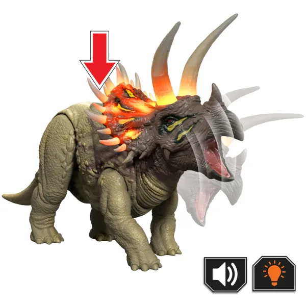 Jurassic World: Triceratops napadalni dinozaver z zvokom in svetlobo – Mattel slika 3