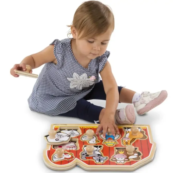 Kmetijska lesena oblika puzzle s ročajem - Melissa & Doug slika 2