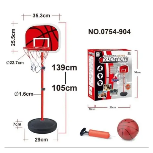 Komplet košarkarske table s stojalom, s tlačilko in žogo slika 2