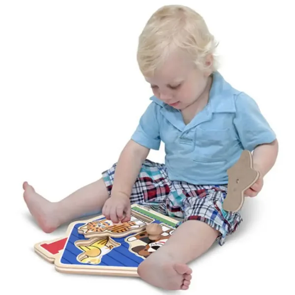 Mali ljubljenčki leseni puzzle s ročajem - Melissa & Doug slika 2