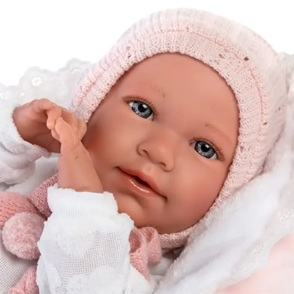 Llorens: Mimi 42cm velika jokajoča lutka punčke v pink obleki z zibelko slika 4