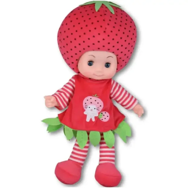 Krpa-ženska punčka v kostumu jabolka ali jagode 36cm 1kos slika 2