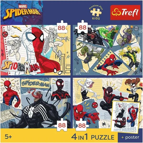 Marvel Spider-Man - 4 x 88 delni Premium Plus Kids puzzle - Trefl slika 2