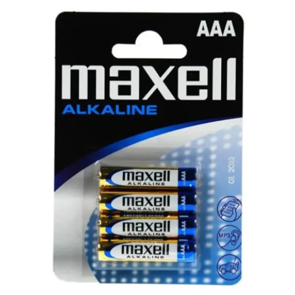 Maxell: Alkalna tanka ploščata baterija 1.5V AAA LR03 v blister pakiranje 4 kosi slika 1