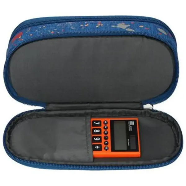 Modra ovalna peresnica Spirit: z jeans vzorcem in slikarskimi pikami 23 x 10cm slika 4