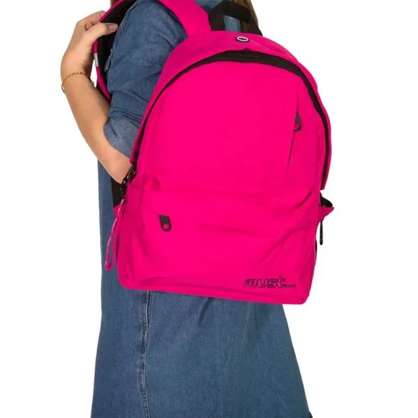 Must: Zaobljena pink šolska torba, nahrbtnik s štirimi predelki 32 x 17 x 42 cm slika 2