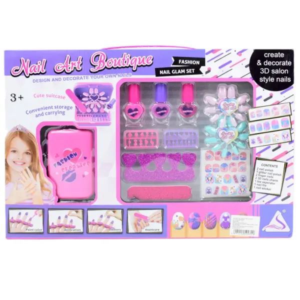 Nail Art: Set za manikuro s kovčkom, laki za nohte in dodatki slika 6