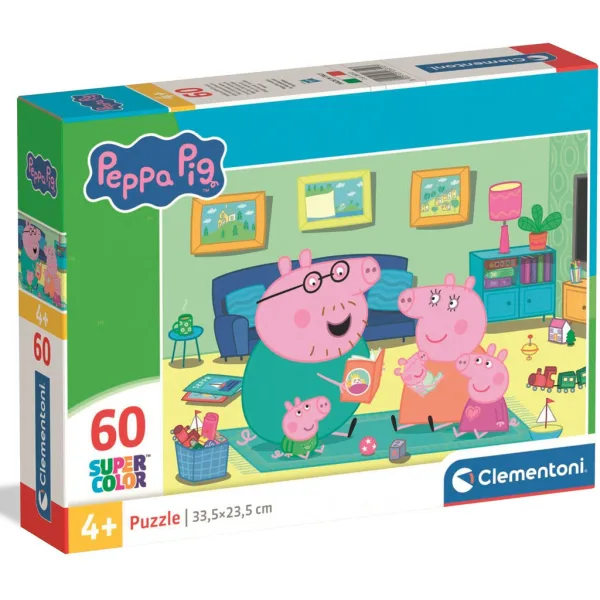 Peppa Prašiček družinska zabava 60-delni Supercolor puzzle - Clementoni slika 1
