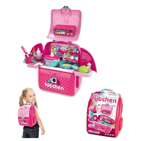Pink prenosna igralna kuhinja 2-v-1 Komplet v nahrbtniku slika 2