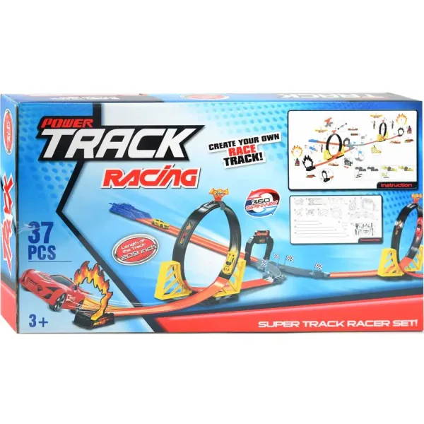 Power Track 37-delni set dirkalne steze z zanko in 2 avtomobilčkoma 1/64 na poteg nazaj slika 2