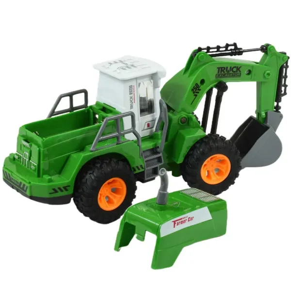 RC Bager na daljinsko upravljanje delovni stroj zelene barve svetlobni učinki v merilu 1/30 22 cm slika 3
