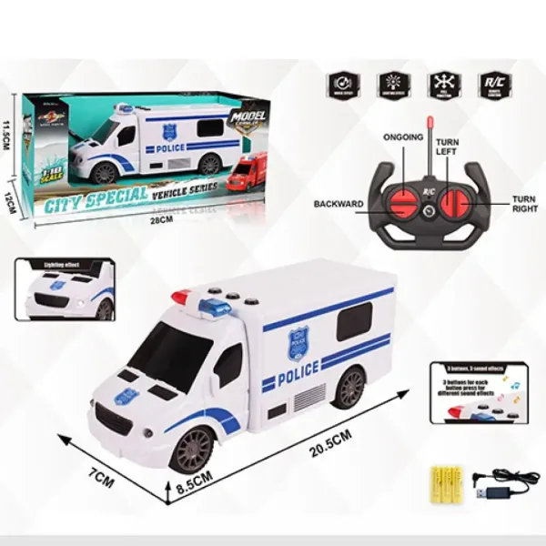 RC Policijski minibus na daljinsko upravljanje, s svetlobnimi in zvočnimi učinki, merilo 1:18 20 cm slika 5