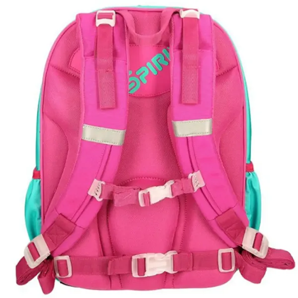 Roza-turkizna zaobljena ergonomska šolska torba, nahrbtnik Spirit: Motiv sove 40 x 20 x 18 cm slika 3