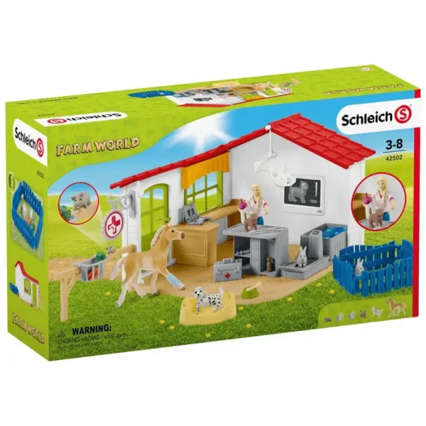 Schleich: Farm World - Veterinarska ordinacija s konjičkom in domačimi živalmi set (42502) slika 1