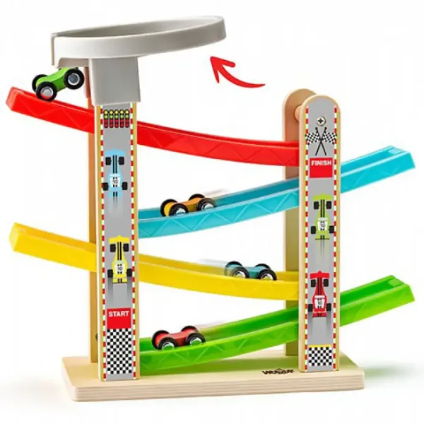 Set avtomobilske proge s štirimi avtomobilčki igralni set - Woodyland slika 2