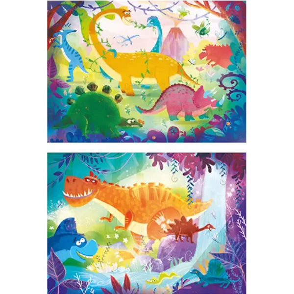 Smešni dinozavri Supercolor Sestavljanka 2-v-1 2x60-delna - Clementoni slika 2
