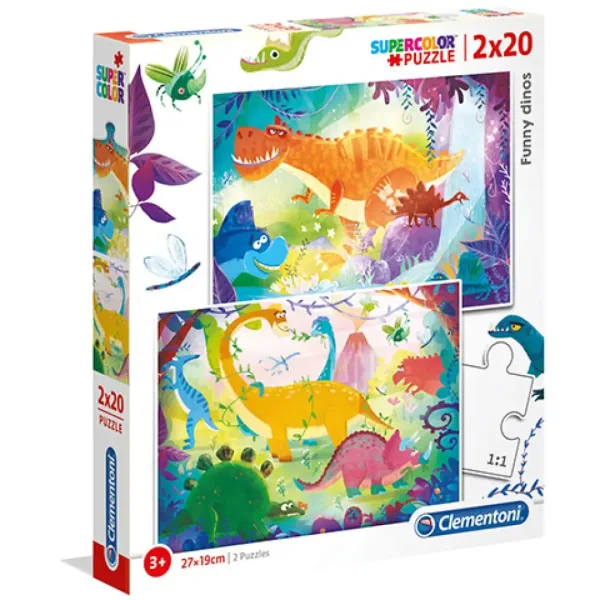 Smešni dinozavri Supercolor Sestavljanka 2-v-1 2x60-delna - Clementoni slika 1