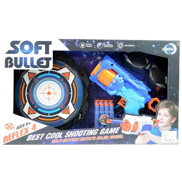 Soft Bullet: Reflex 4 orožje za spužvaste naboje z ročno vrtljivim magazinom in tarčo 22 cm slika 9