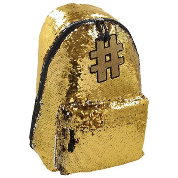 Šolska torba, nahrbtnik z bleščicami Spirit: Hashtag Gold 41 x 32 x 21 cm slika 1