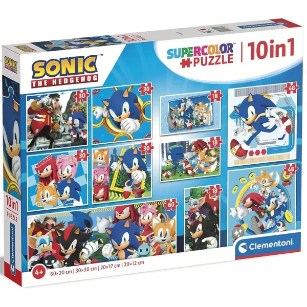 Sonic ježek 10 v 1 supercolor puzzle - Clementoni slika 1