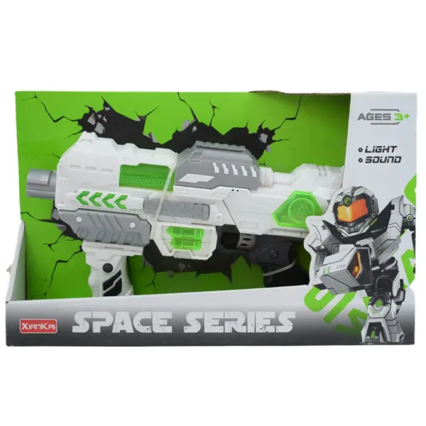 Space Series: Belo vesoljsko orožje s podporo, z lučmi in zvoki 40 cm slika 5