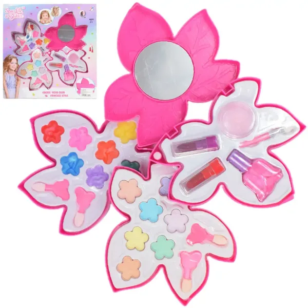Sparkle & Glitter: Trinadstropni set ličil z ogledalom v obliki lista slika 1