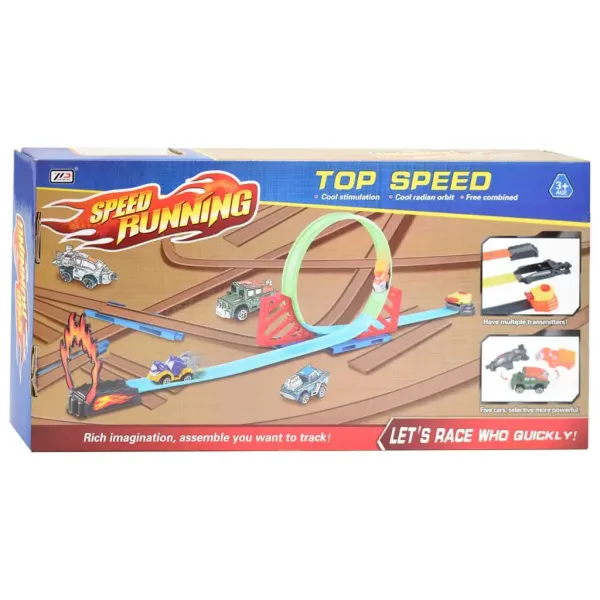 Speed Running set dirkalne steze s 360-stopinjsko zanko in 1 izstrelnim avtomobilčkom 1/64 slika 2