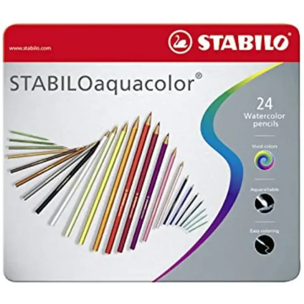 Stabilo: Aquacolor 24-delni komplet barvnih svinčnikov v kovinski škatli slika 1