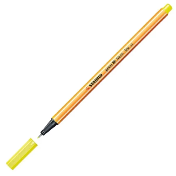 Stabilo: Point 88 Tanki flomaster 0,4mm v neon rumeni barvi slika 2