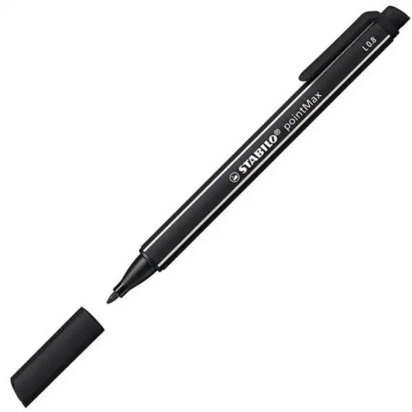 Stabilo: pointMax Tanki flomaster 0,8mm črne barve slika 2