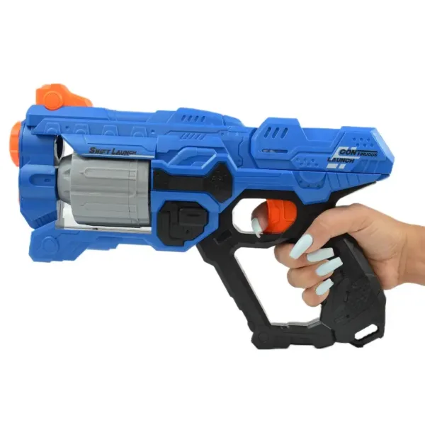Swift Launcher: Ročno orožje za spužvaste naboje z vrtljivim magazinom, naboji in tarčo 32 cm slika 6
