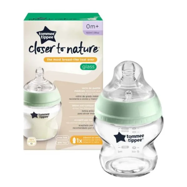 Tommee Tippee: Closer To Nature prozoren stekleni dudeč 150ml (0 mesecev+) slika 1