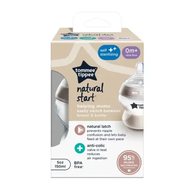 Tommee Tippee: Closer To Nature prozoren dudečnik 150ml (0 mesecev+) slika 1