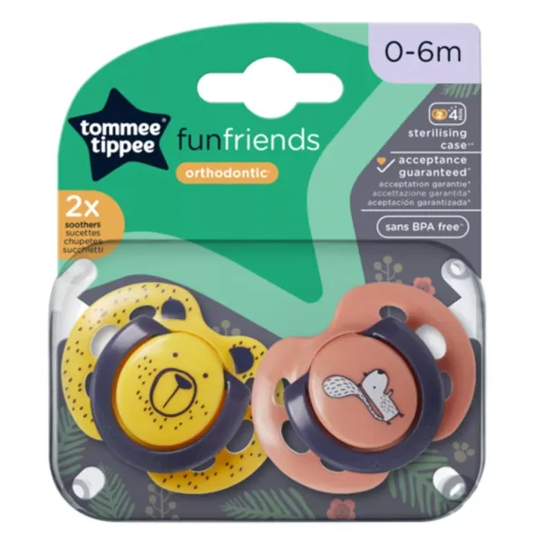 Tommee Tippee: FunFriends set ortodontskih dude 2 kosa v več različicah (0–6 mesecev) slika 1