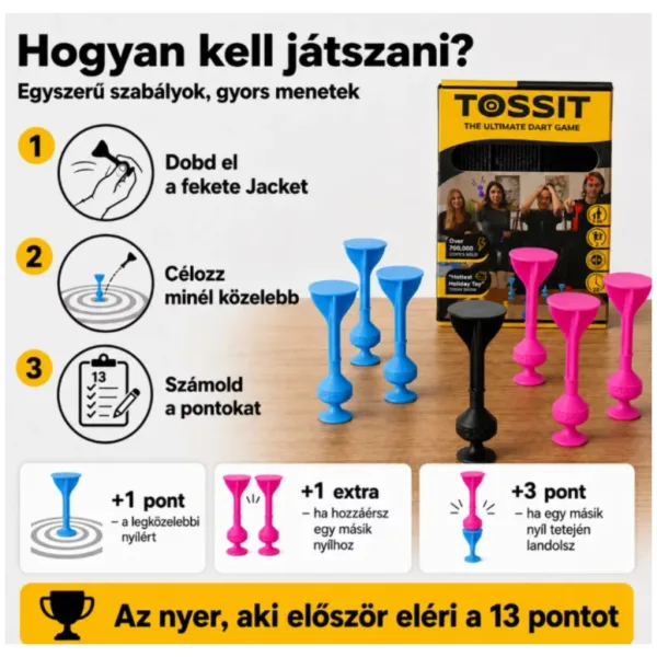 Tossit Starter Pack rožnato-modre silikonske puščice s sesalnimi nastavki — družabna igra slika 3