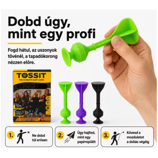 Tossit Starter Pack vijolično-zeleni silikonski pikado z sesalnimi čašicami slika 4