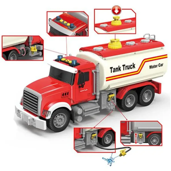ToyStar tovornjak cisterna za prevoz goriva v rdeči barvi s svetlobnimi in zvočnimi efekti 42cm slika 2