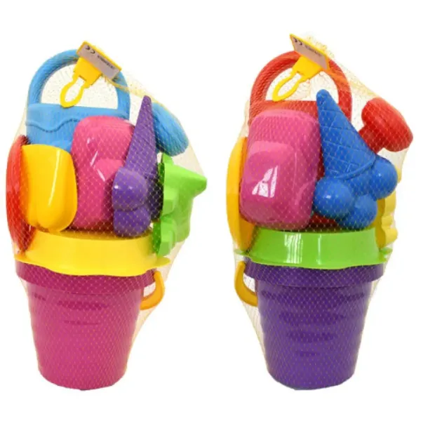Veliki 10-delni komplet za peskovnik, z valovitim vedrom - D-Toys slika 3